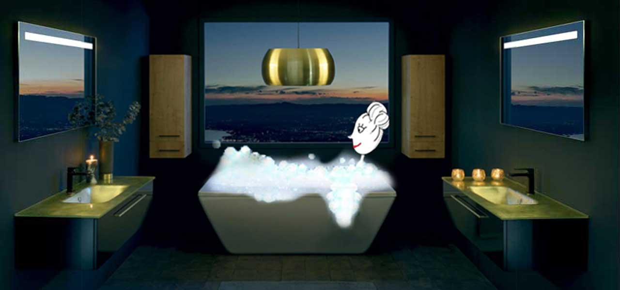 salle de bain halo noir et or - Sanijura